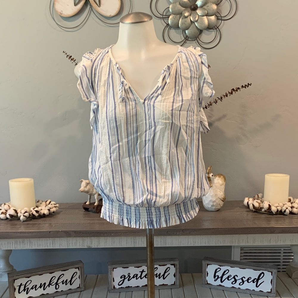 INC International Concepts Blue and White Striped Blouse